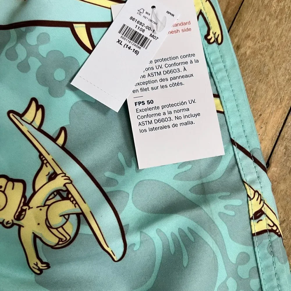 Kids Swim Shorts with Cartoon Print - Blue